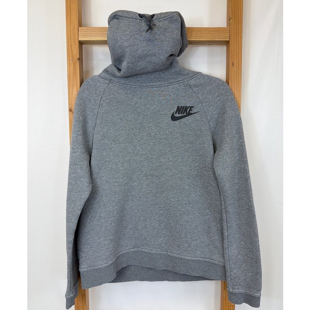Nike Gray High-Neck Hooded Pullover Top Size M - Picture 7 of 10